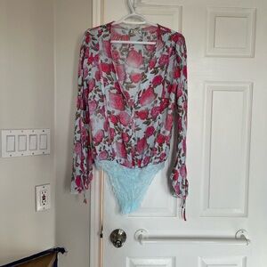 Free People Floral Lace Bodysuit